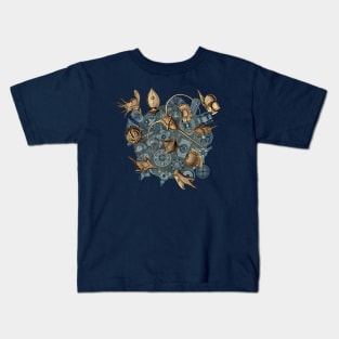 Ernst Haeckel Sepia Peridinea on Cerulean  Diatoms Kids T-Shirt